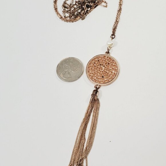 Vintage Sweater Necklace 30" Stamped LC (93600) - Picture 5 of 5